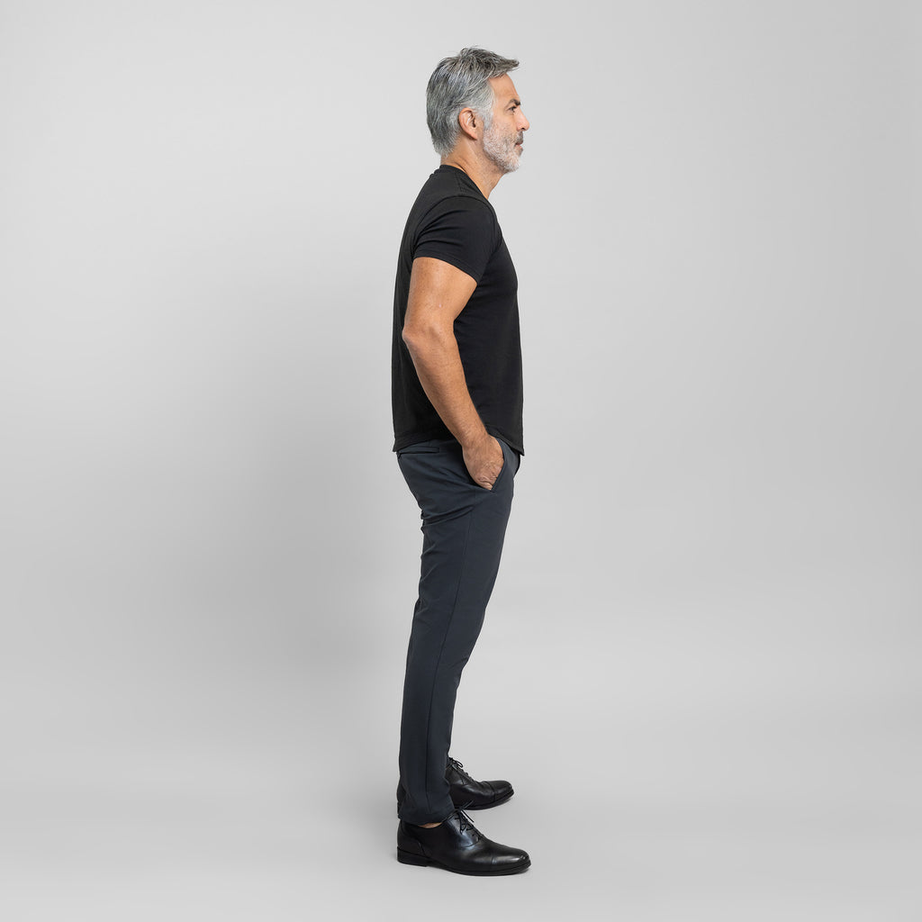 bespoke custom trousers pant chino performance technical model Guillermo in Charcoal