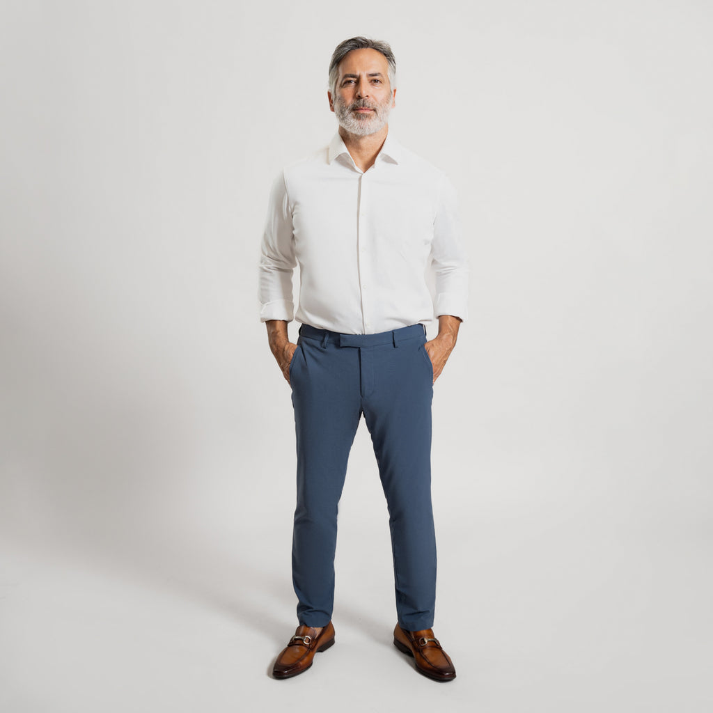 bespoke custom trousers pant chino performance technical model Guillermo in Marina