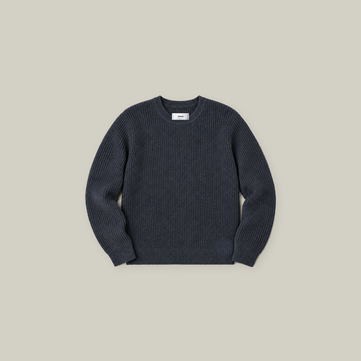 Knit Crewneck Sweater model Tyler in Graphite