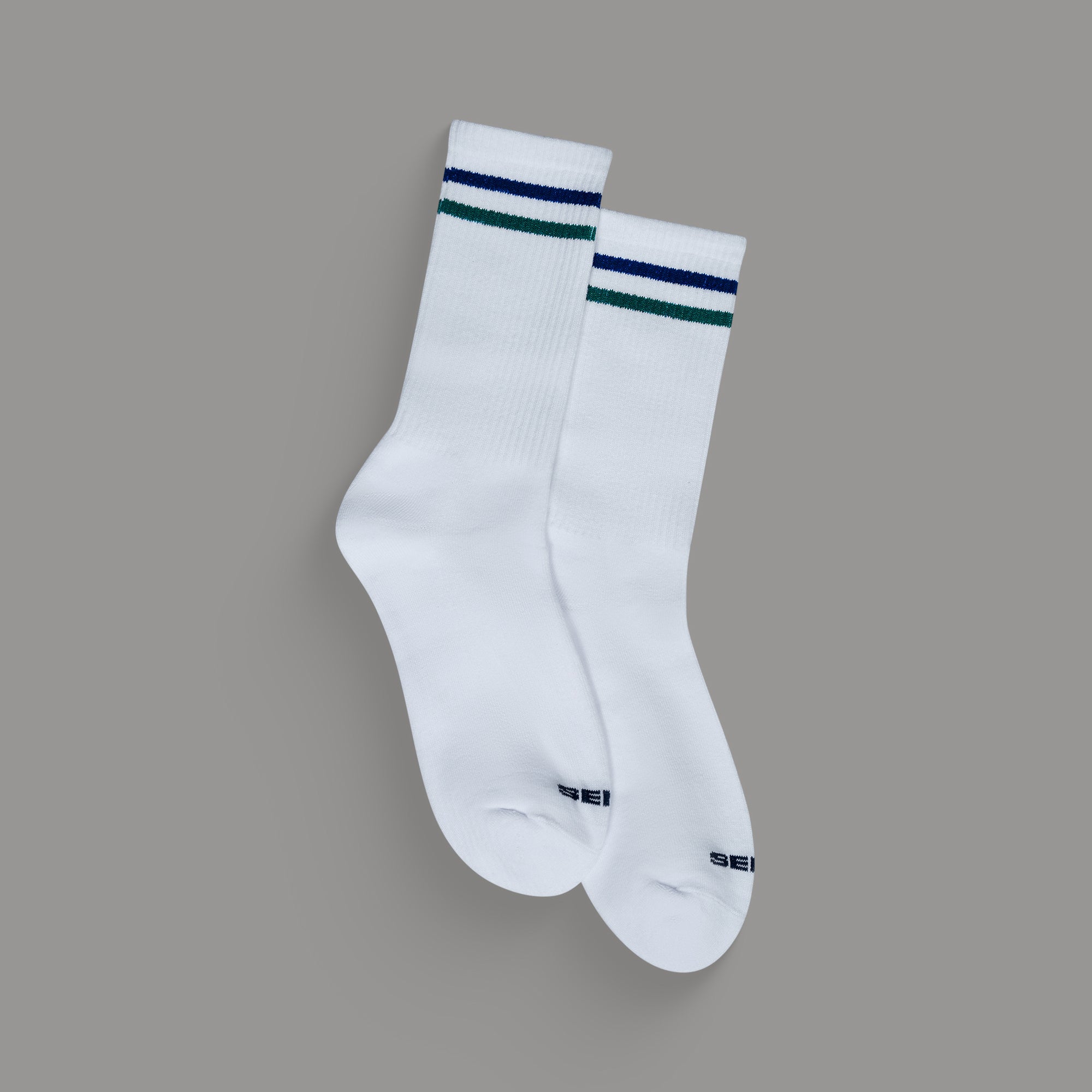 Sene Socks model Tyler in Coastal White