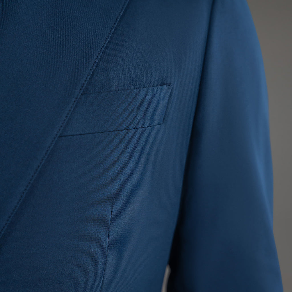 Custom Peak Lapel Tuxedo model Tyler in Nautical Blue