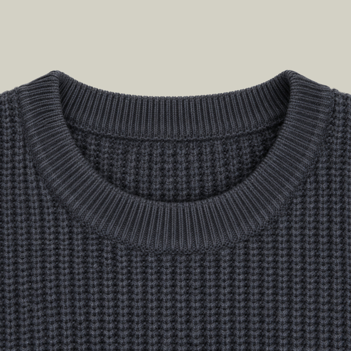 Knit Crewneck Sweater model Tyler in Graphite