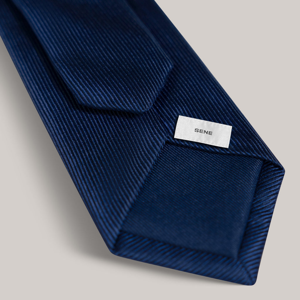 mens custom silk tie model Tyler in Navy
