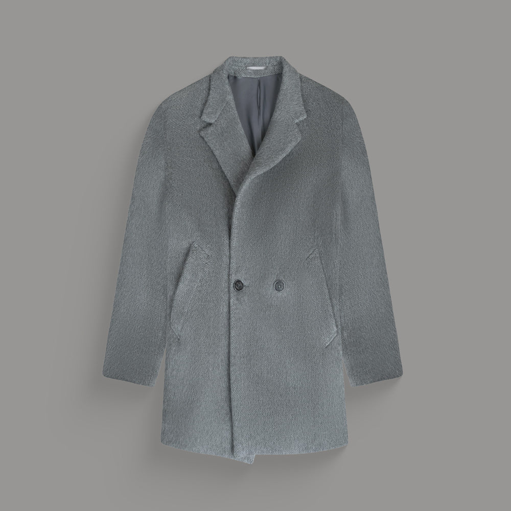 Gray woolen coat on a gray background.