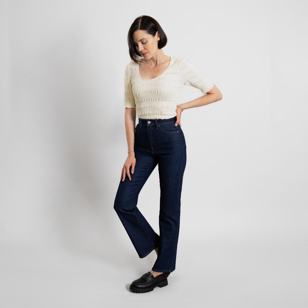 custom bootcut jeans vintage model Alizee in Deep Indigo