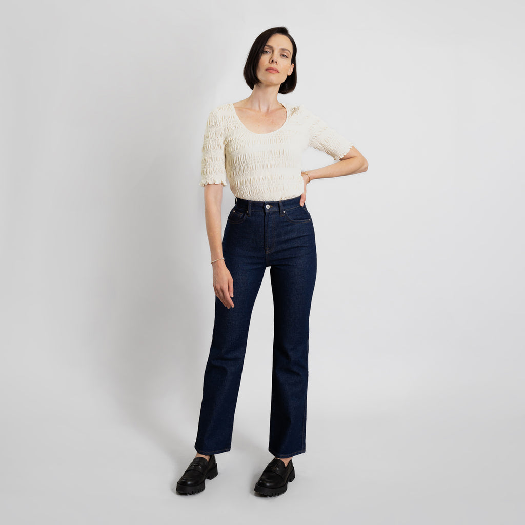 custom bootcut jeans vintage model Alizee in Deep Indigo