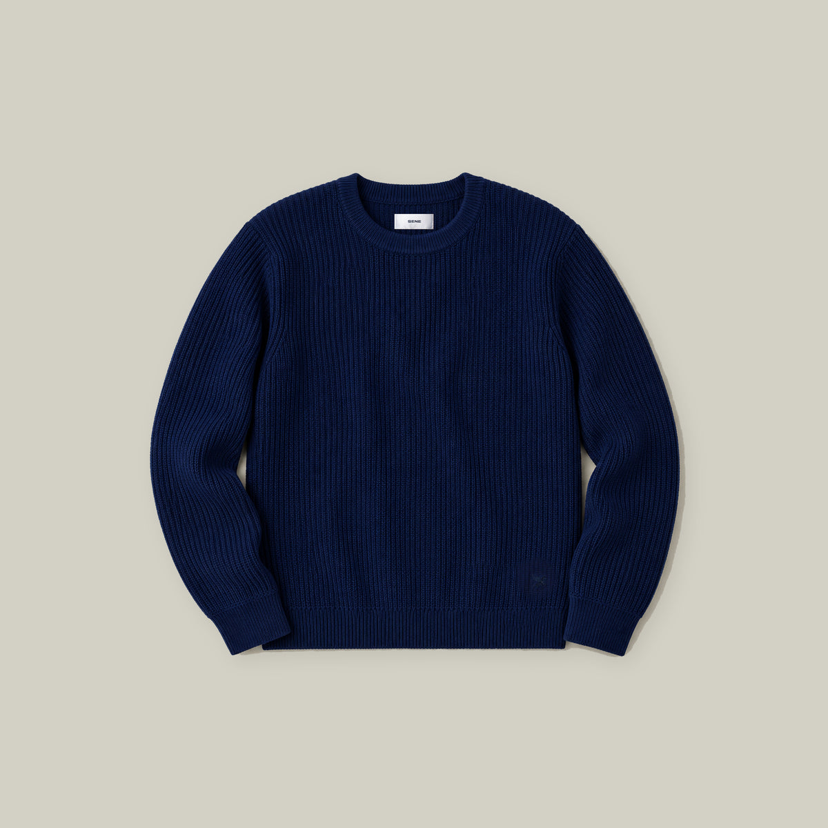 Knit Crewneck Sweater model Tyler in Ultramarine