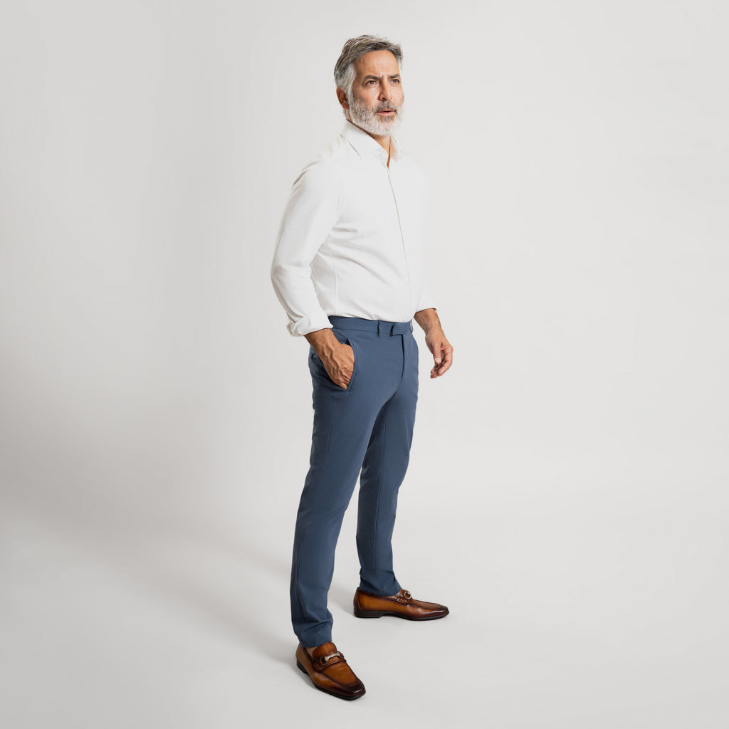 bespoke custom trousers pant chino performance technical model Guillermo in Marina