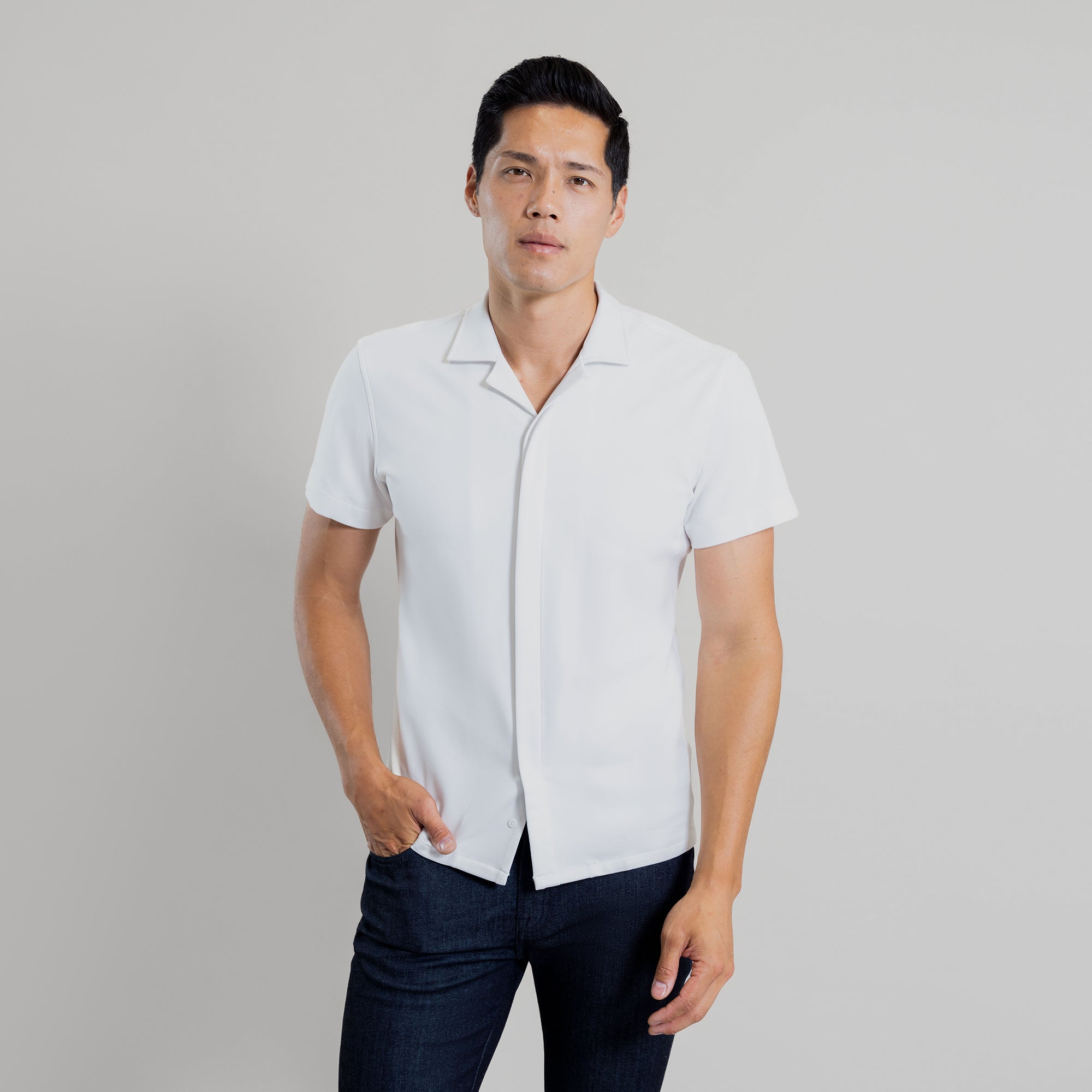 Custom Puretech Camp Shirts model Tim in White PureTech