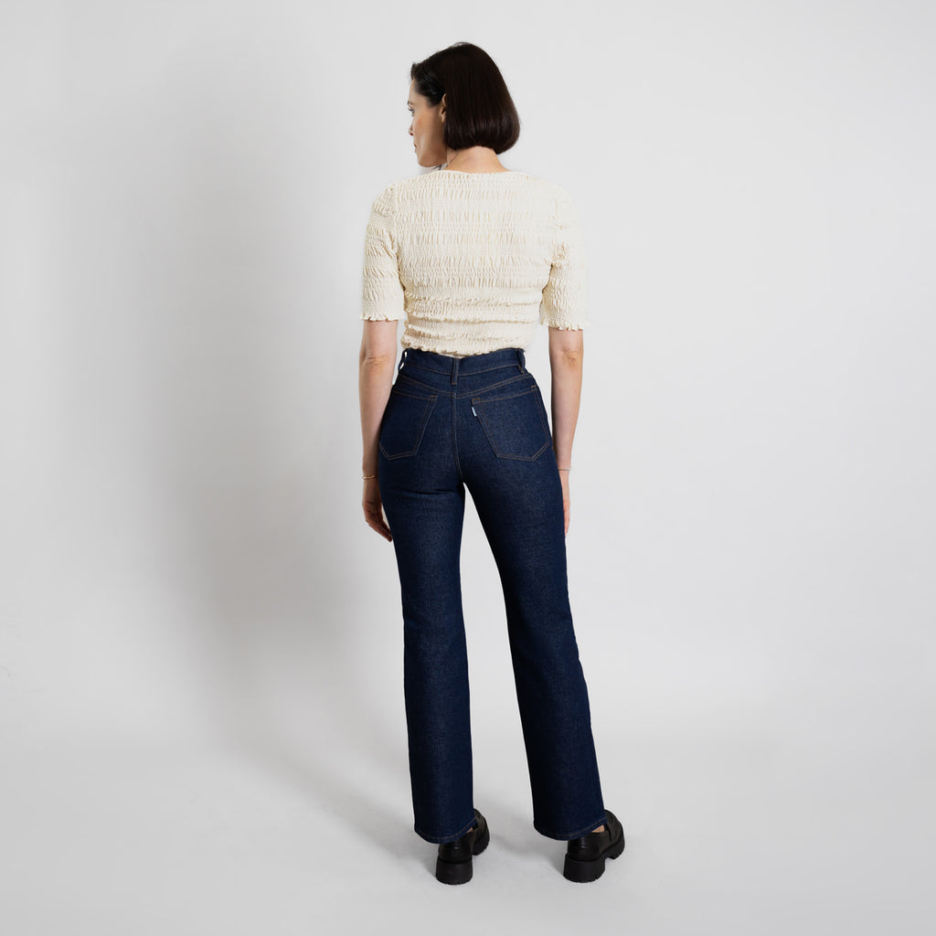 custom bootcut jeans vintage model Alizee in Deep Indigo