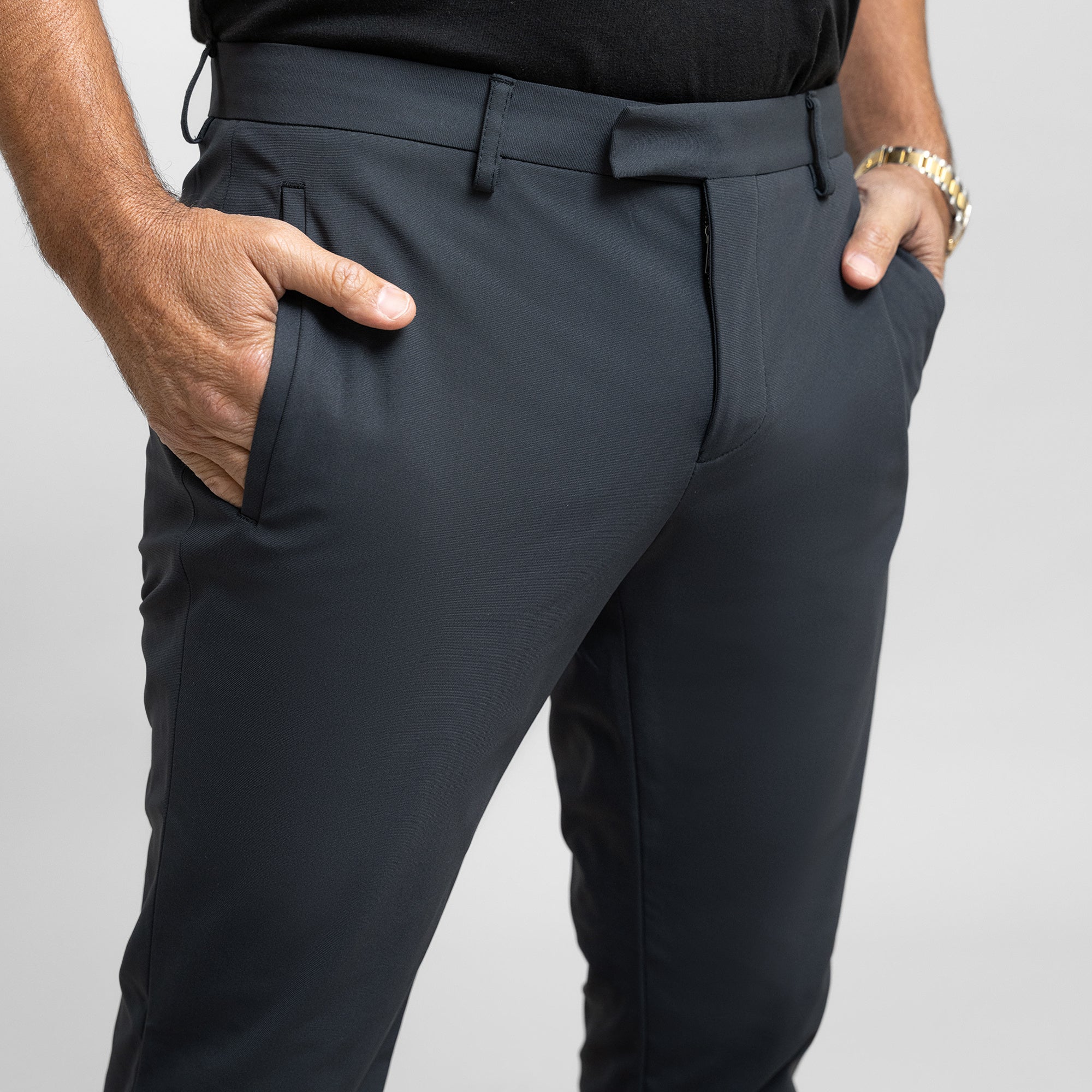 bespoke custom trousers pant chino performance technical model Guillermo in Charcoal