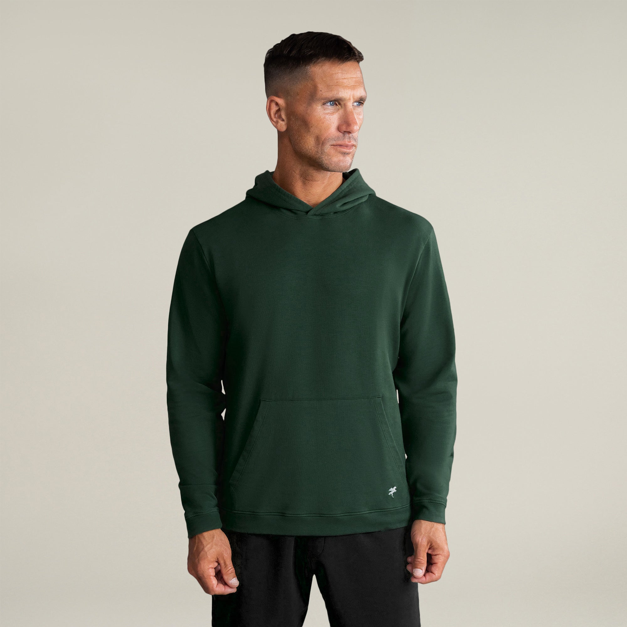 cumulus hoodie model Tyler in pine grove