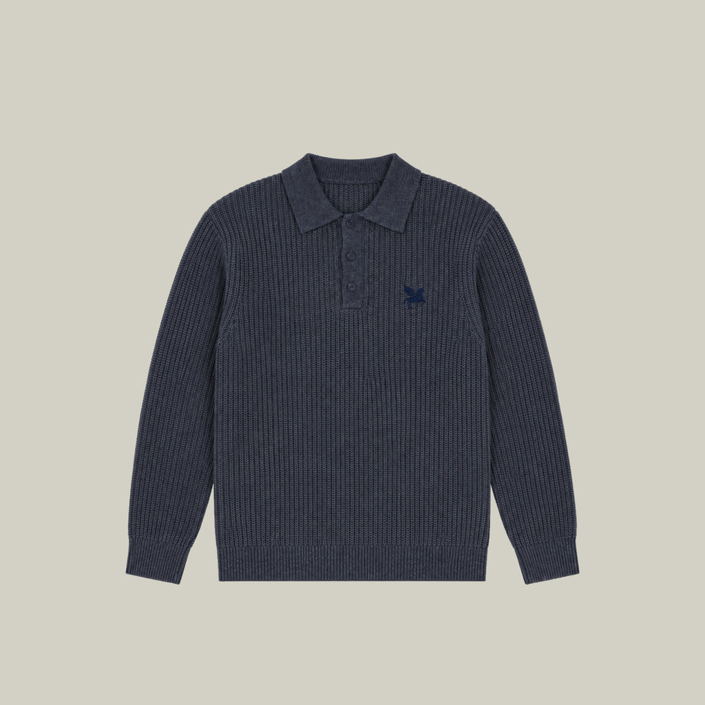 Knit Rugby Polo model Tyler in Graphite