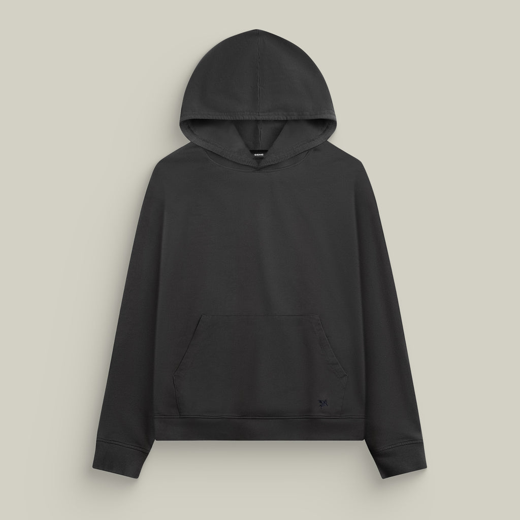 Terry Fleece Court Hoodie model Matteo in Smoke
