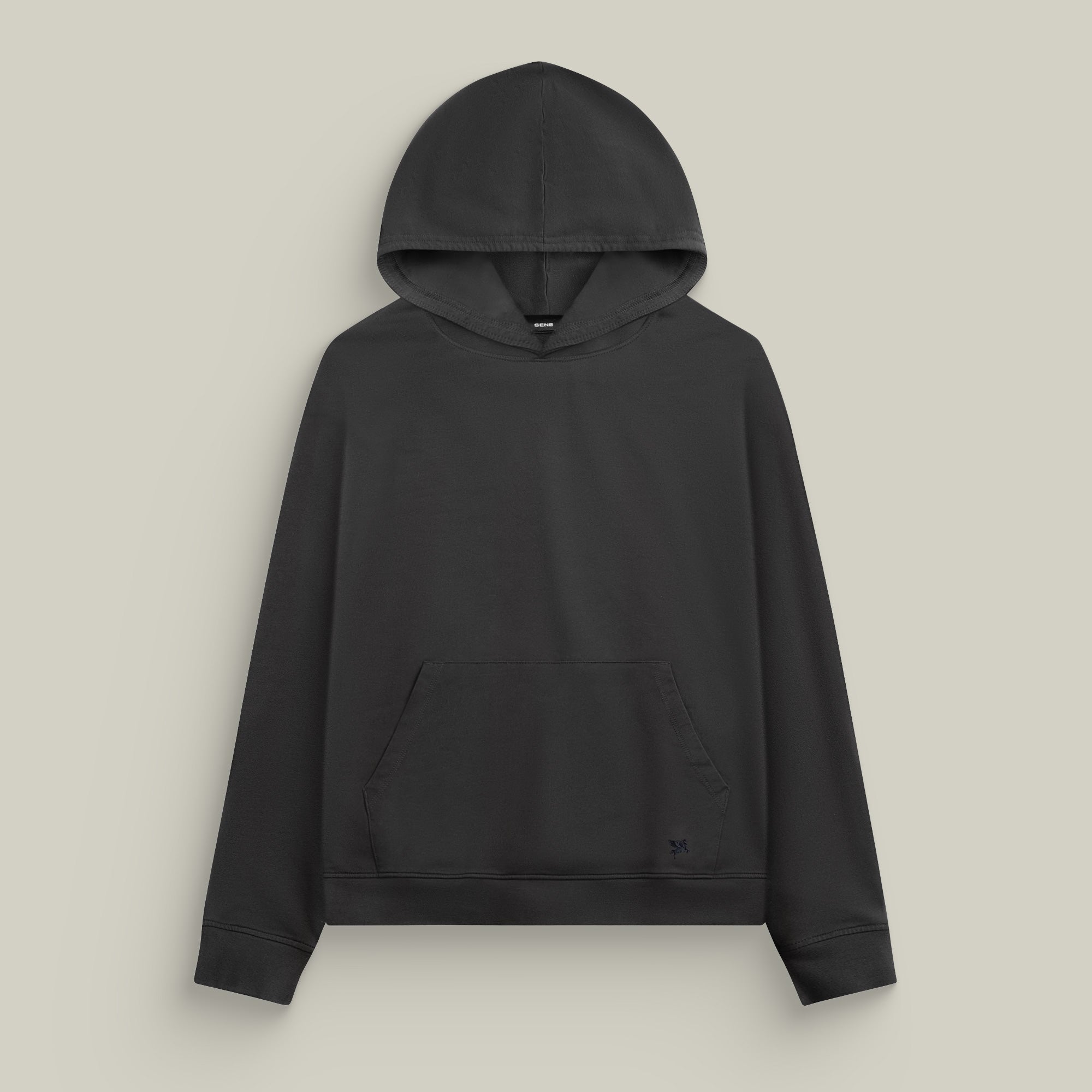 Terry Fleece Court Hoodie model Matteo in Smoke