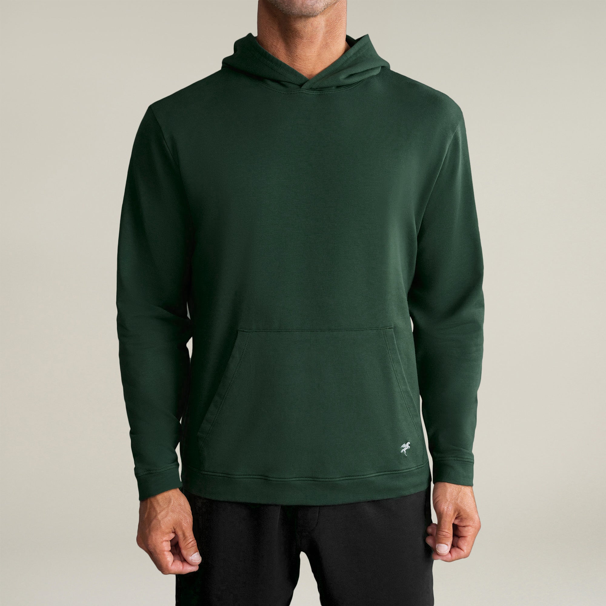 cumulus hoodie model Tyler in pine grove