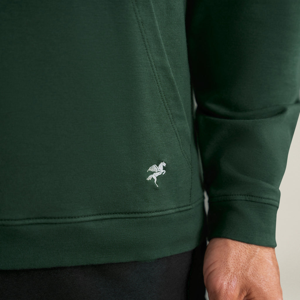 cumulus hoodie model Tyler in pine grove