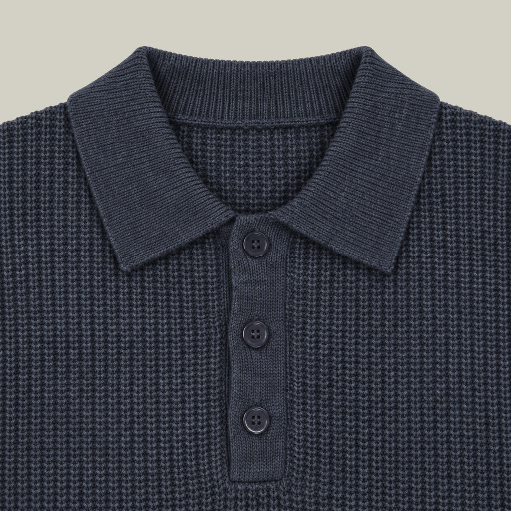 Knit Rugby Polo model Tyler in Graphite