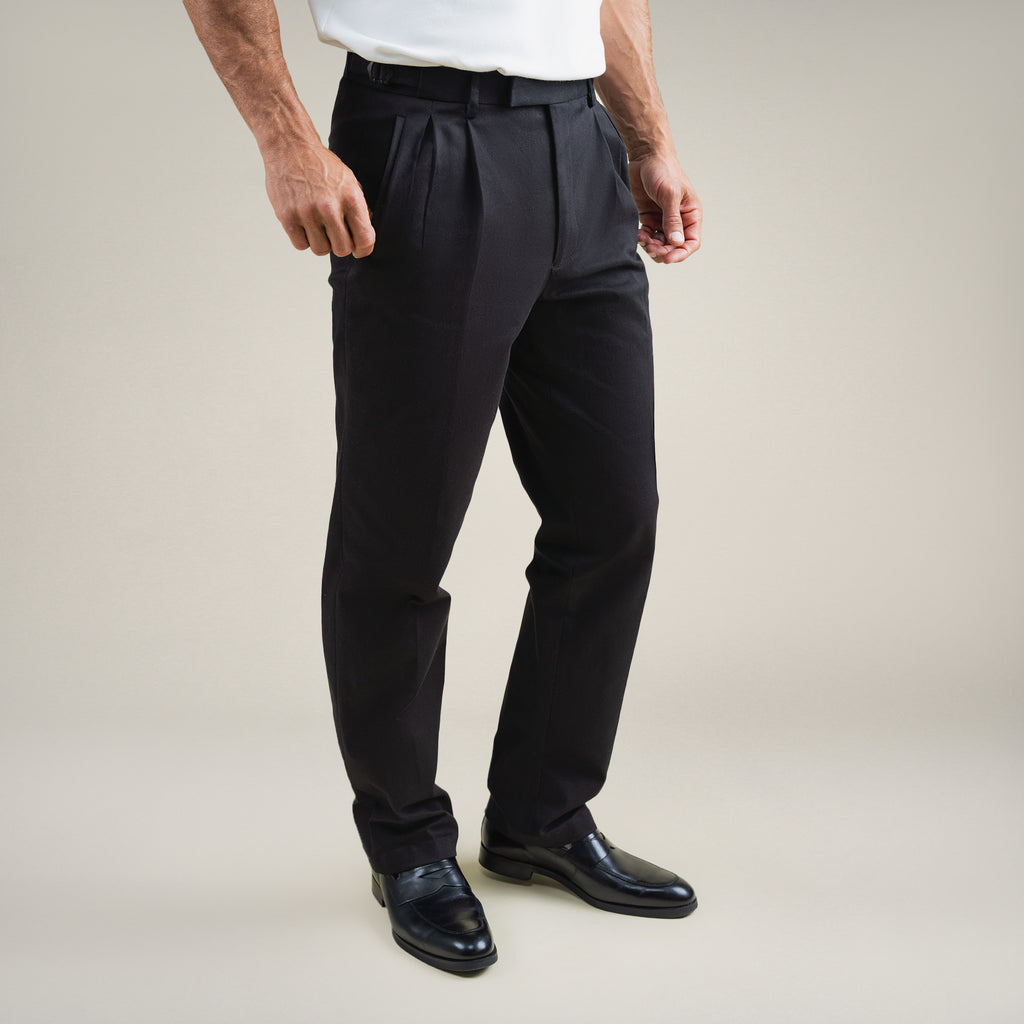 bespoke custom trousers pant chino performance technical model Tyler in Black