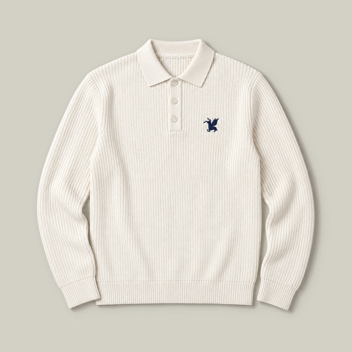 Knit Rugby Polo model Tyler in Cream