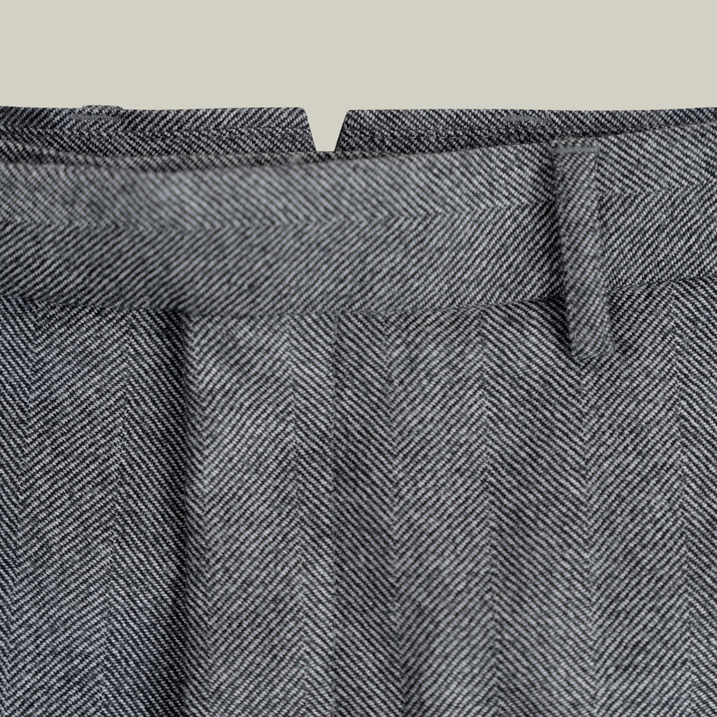 Tags:(6'1"|165) Custom Peak Lapel Tuxedo model Jessey in Gray Herringbone