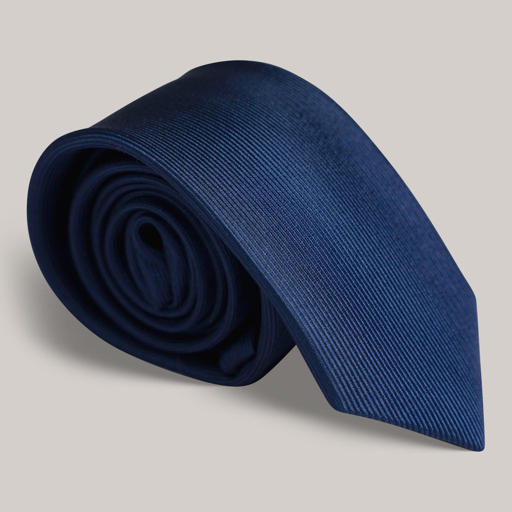 mens custom silk tie model Tyler in Navy