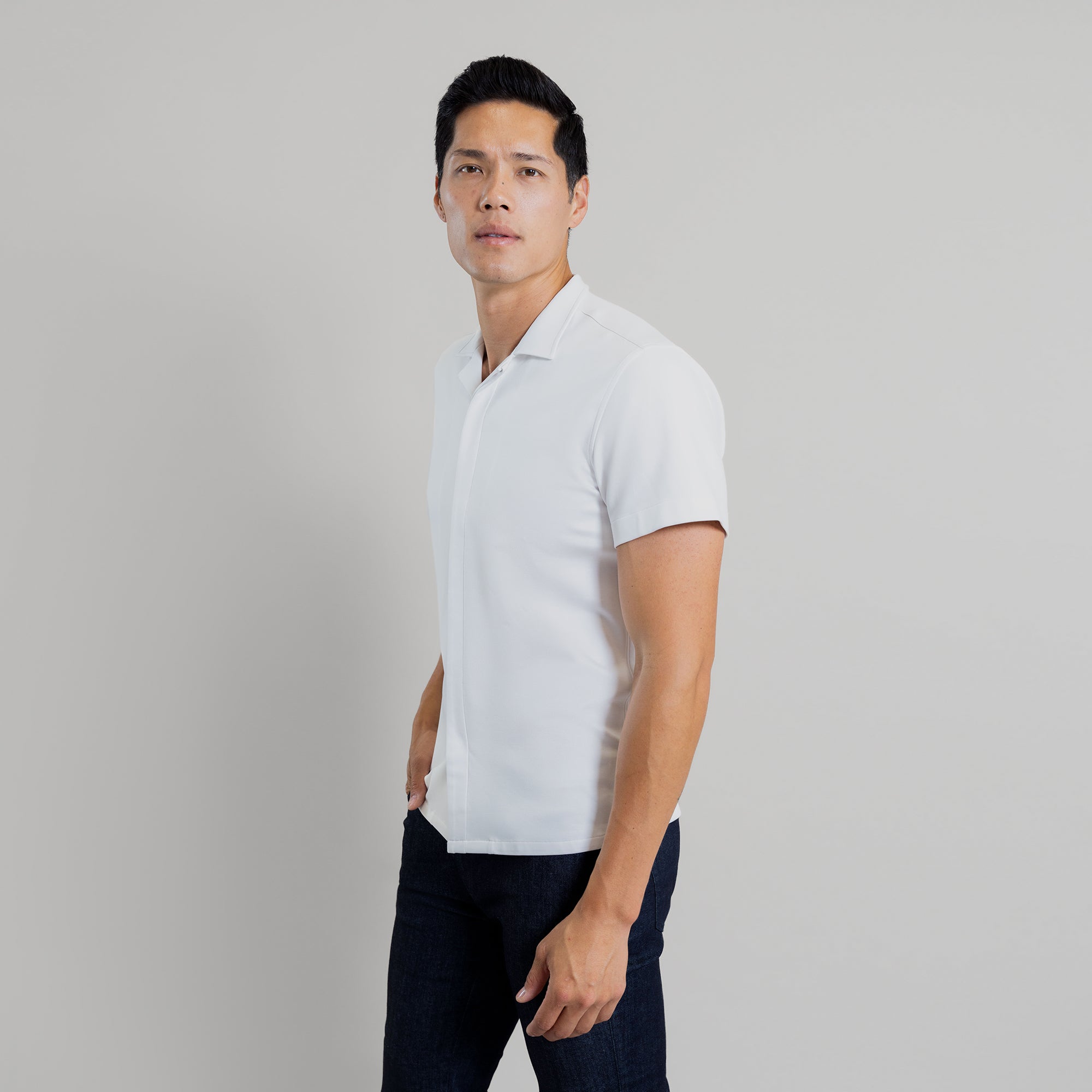 Custom Puretech Camp Shirts model Tim in White PureTech