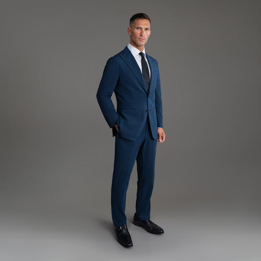 Custom Peak Lapel Tuxedo model Tyler in Nautical Blue