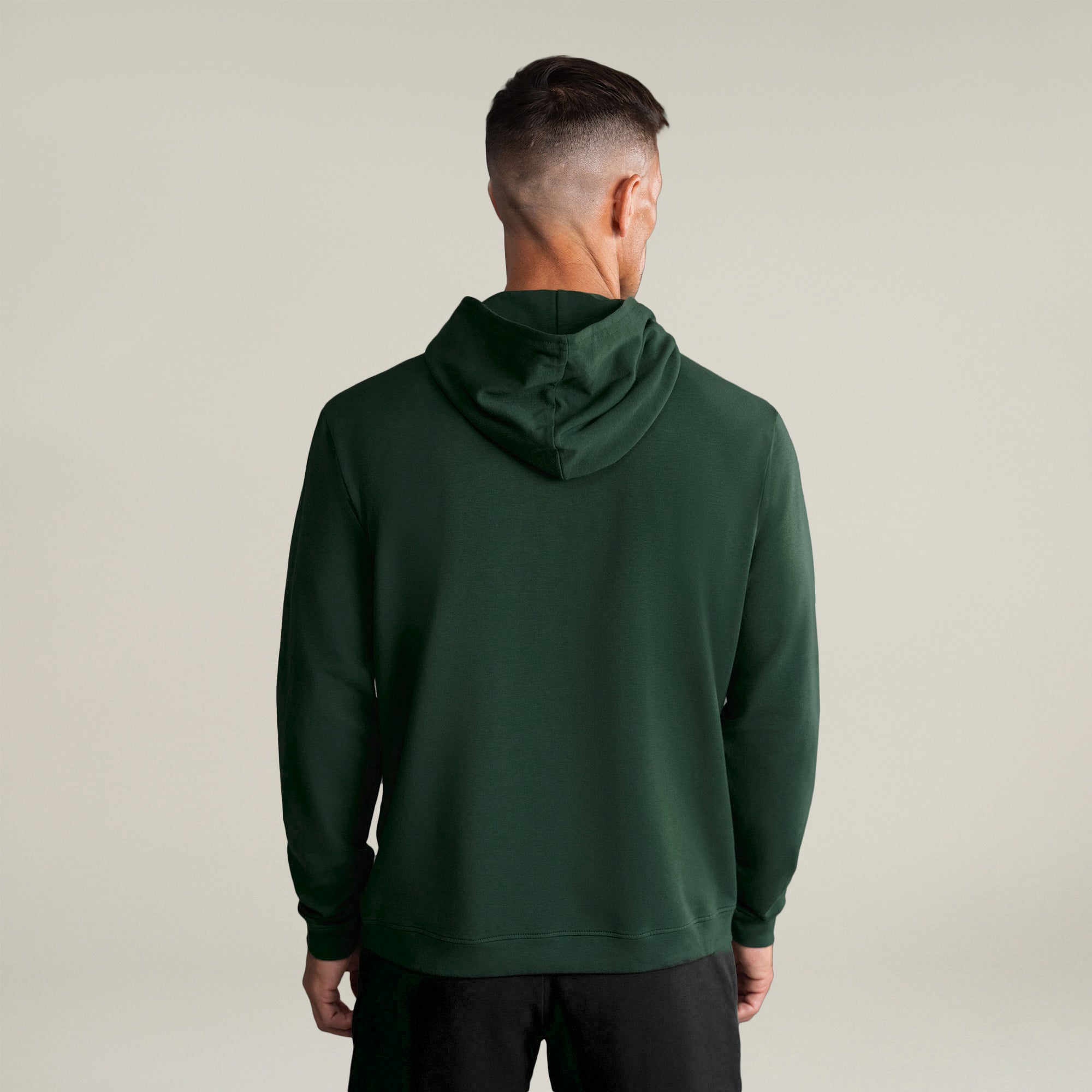cumulus hoodie model Tyler in pine grove