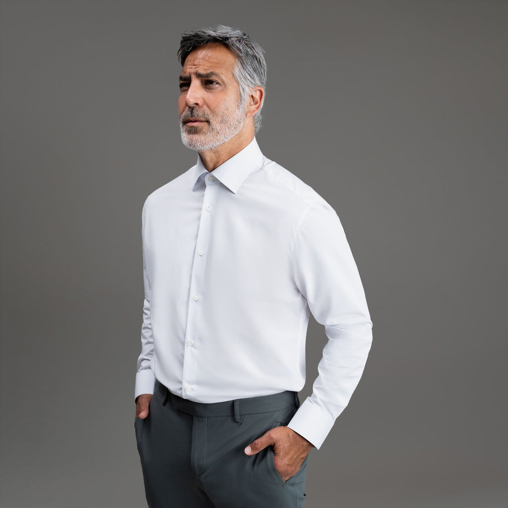 Custom Bespoke Tailored Spread Shirt model Guillermo in White