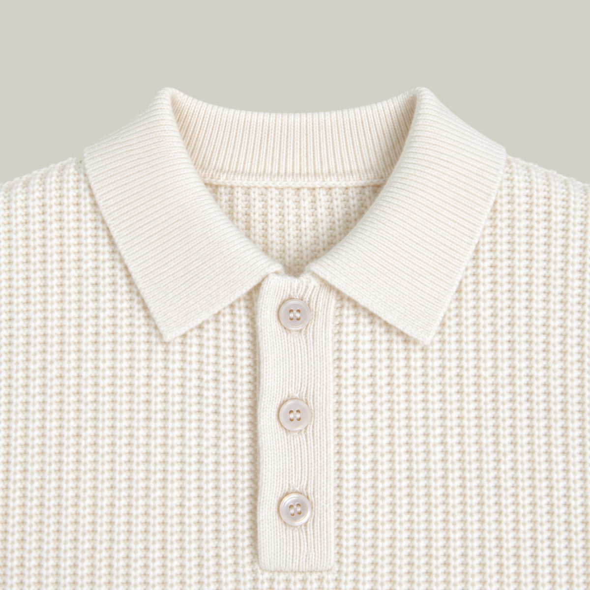 Knit Rugby Polo model Tyler in Cream