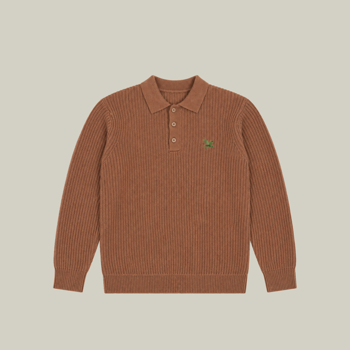 Knit Rugby Polo model Tyler in Cognac