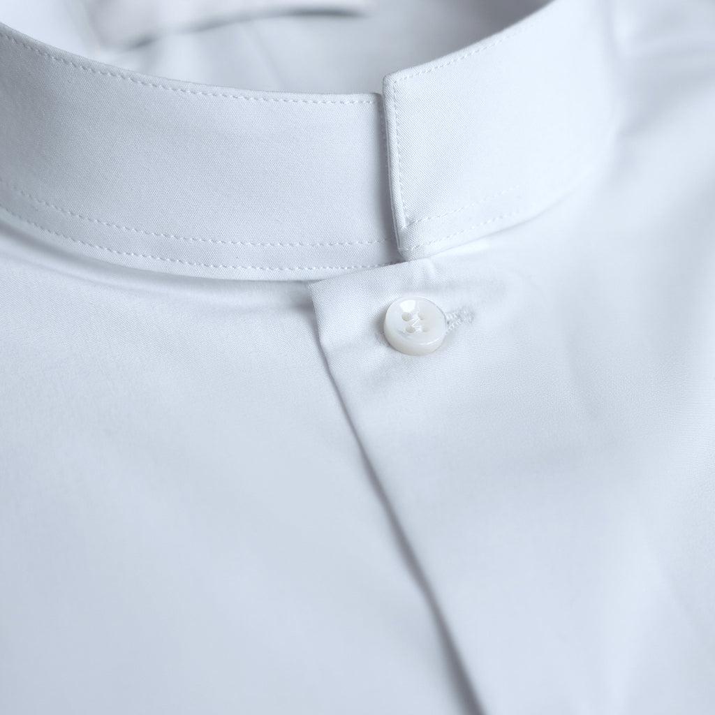 Custom Bespoke Tailored Dorsey Shirt model Tyler in White Emblem