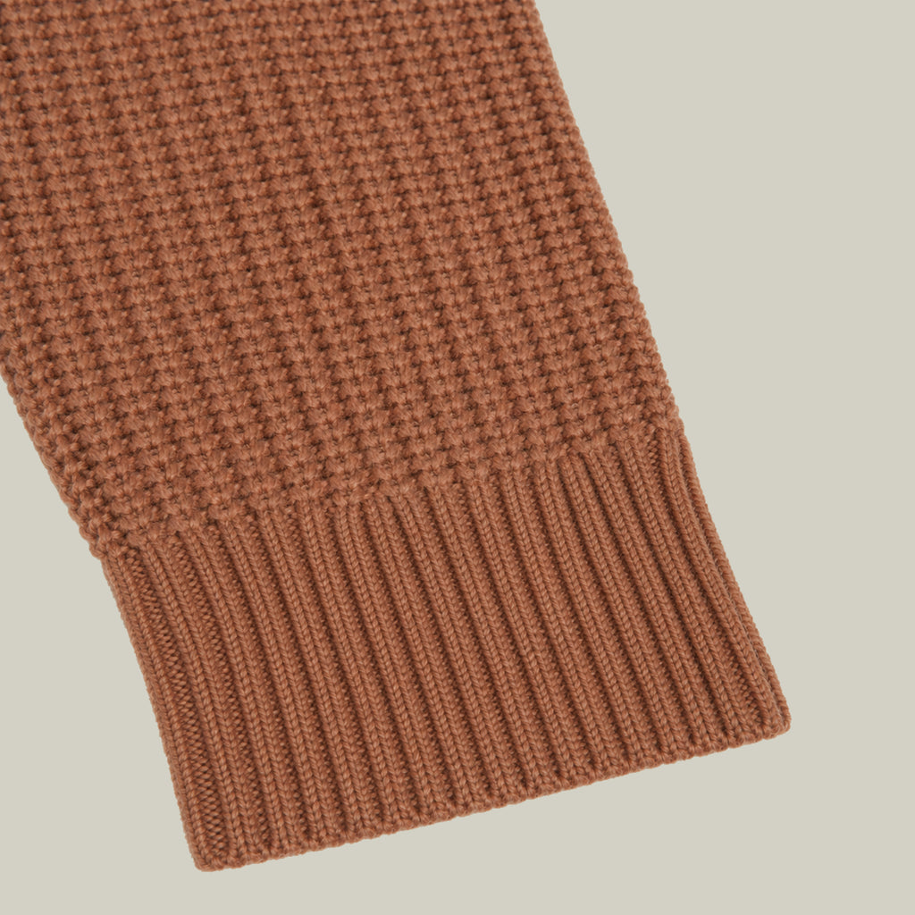 Knit Rugby Polo model Tyler in Cognac