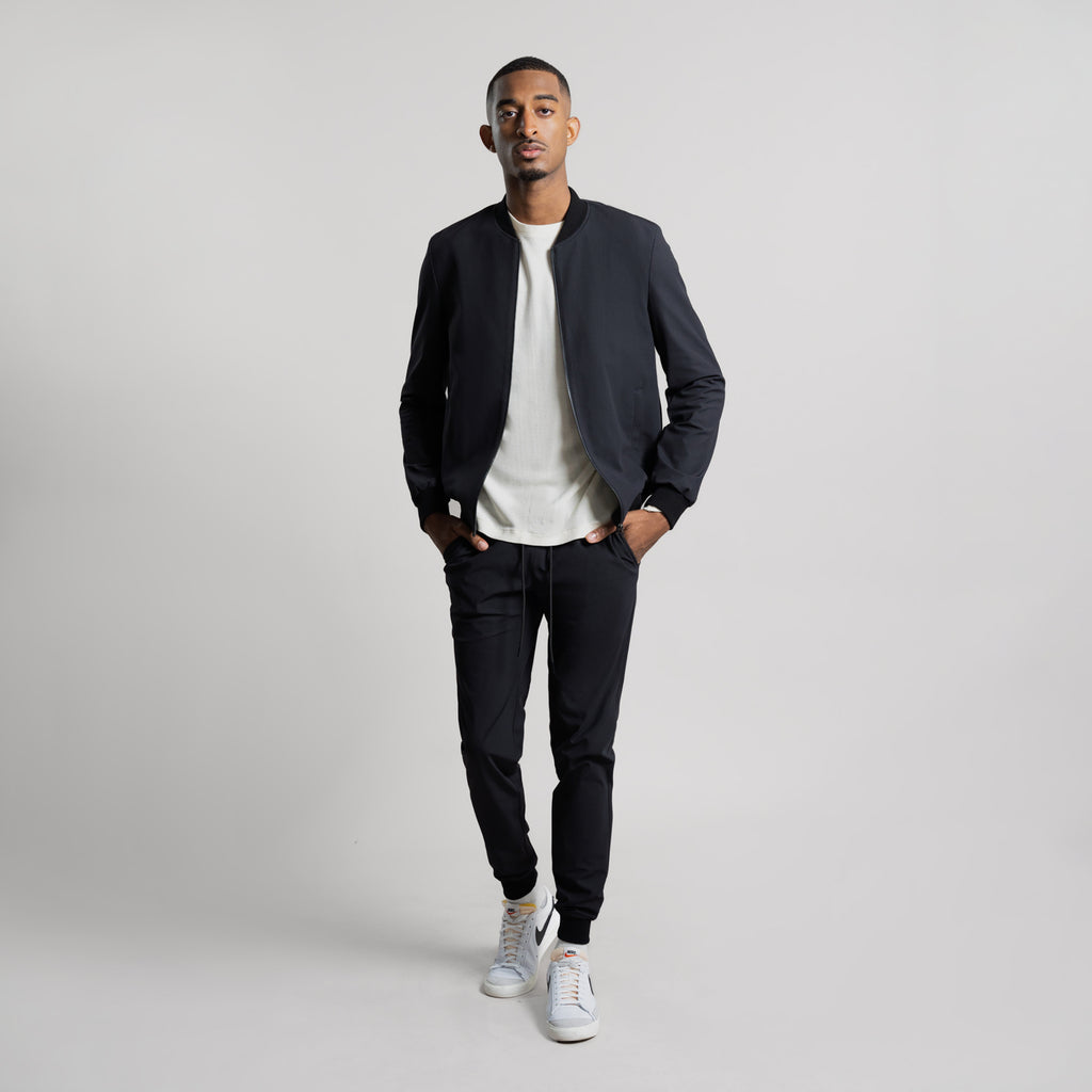 men's abomber jacket model Ky in Charcoal