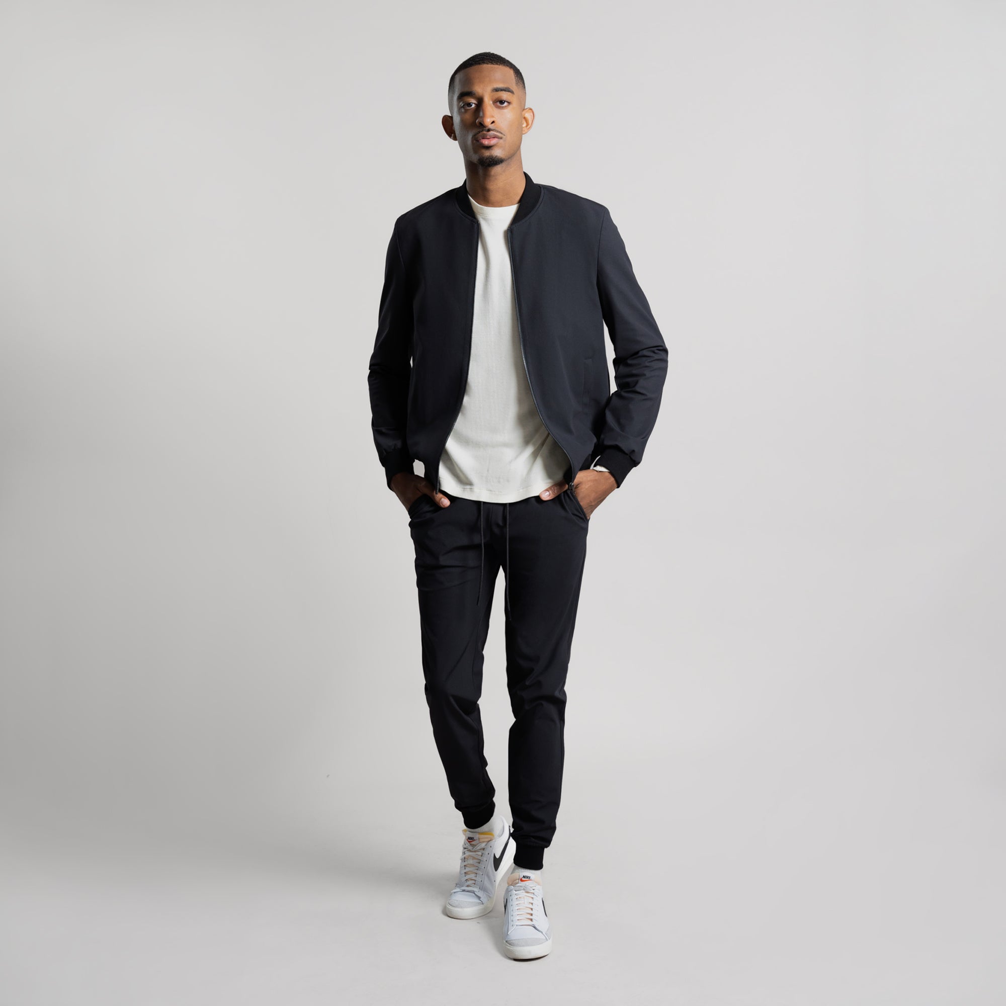 men's abomber jacket model Ky in Charcoal