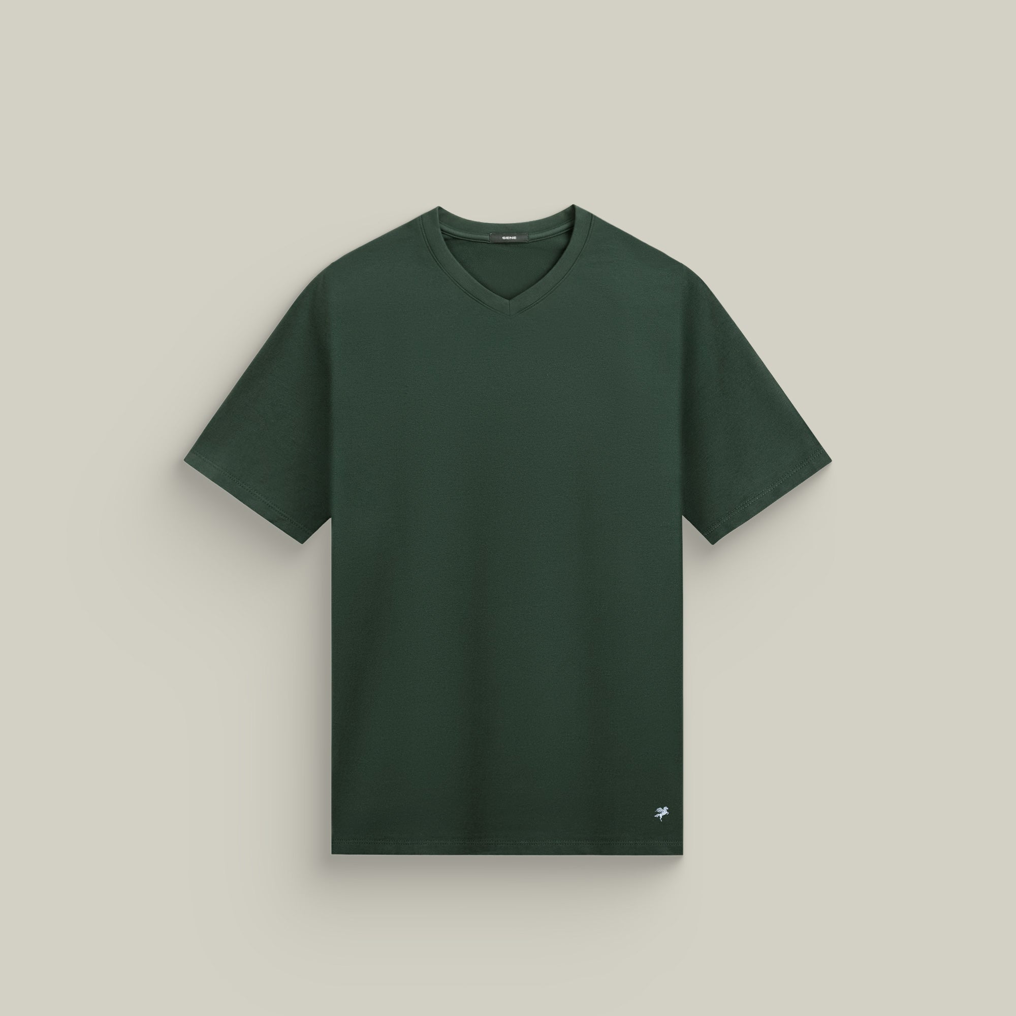 green v-neck T-shirt model Matteo in Pine Grove