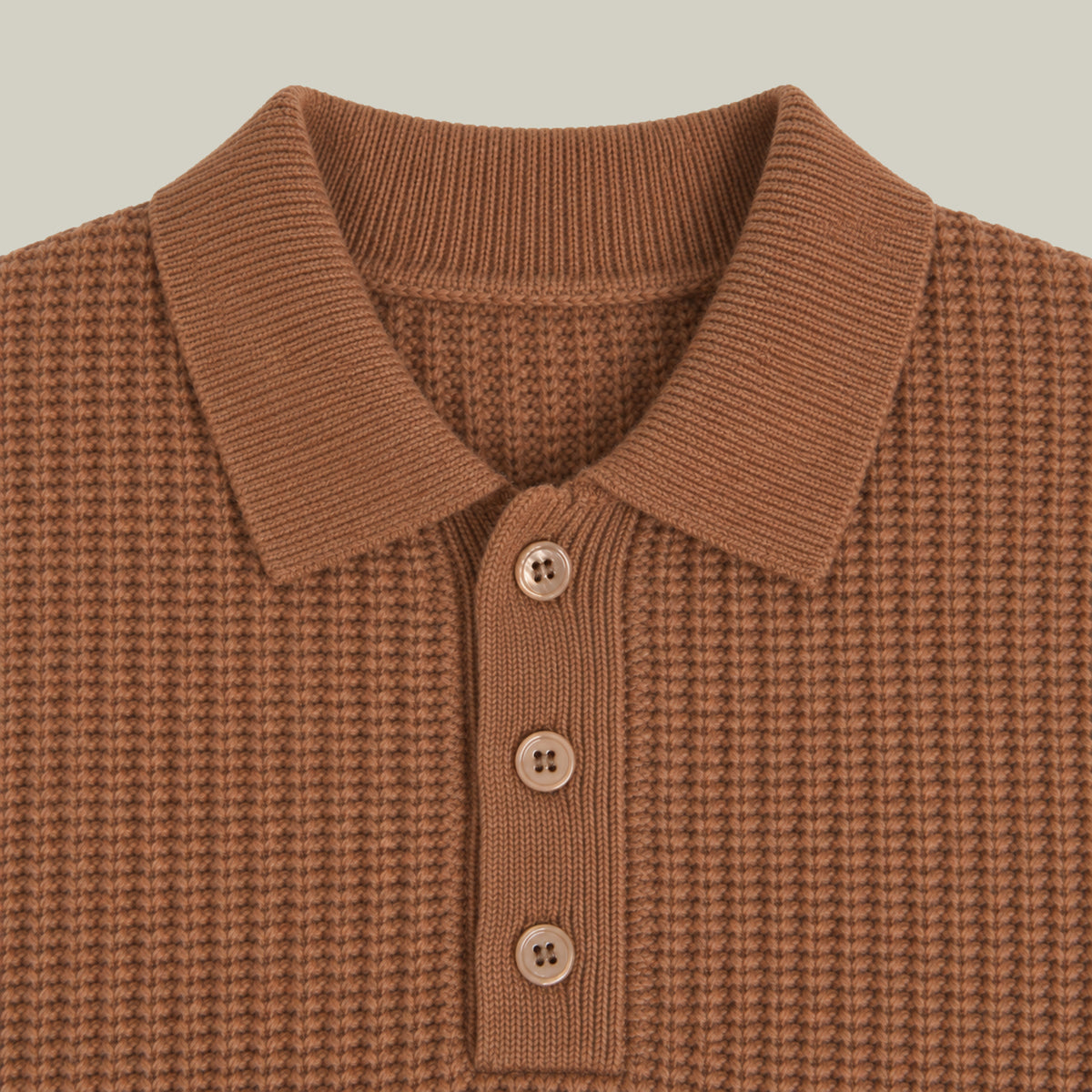 Knit Rugby Polo model Tyler in Cognac