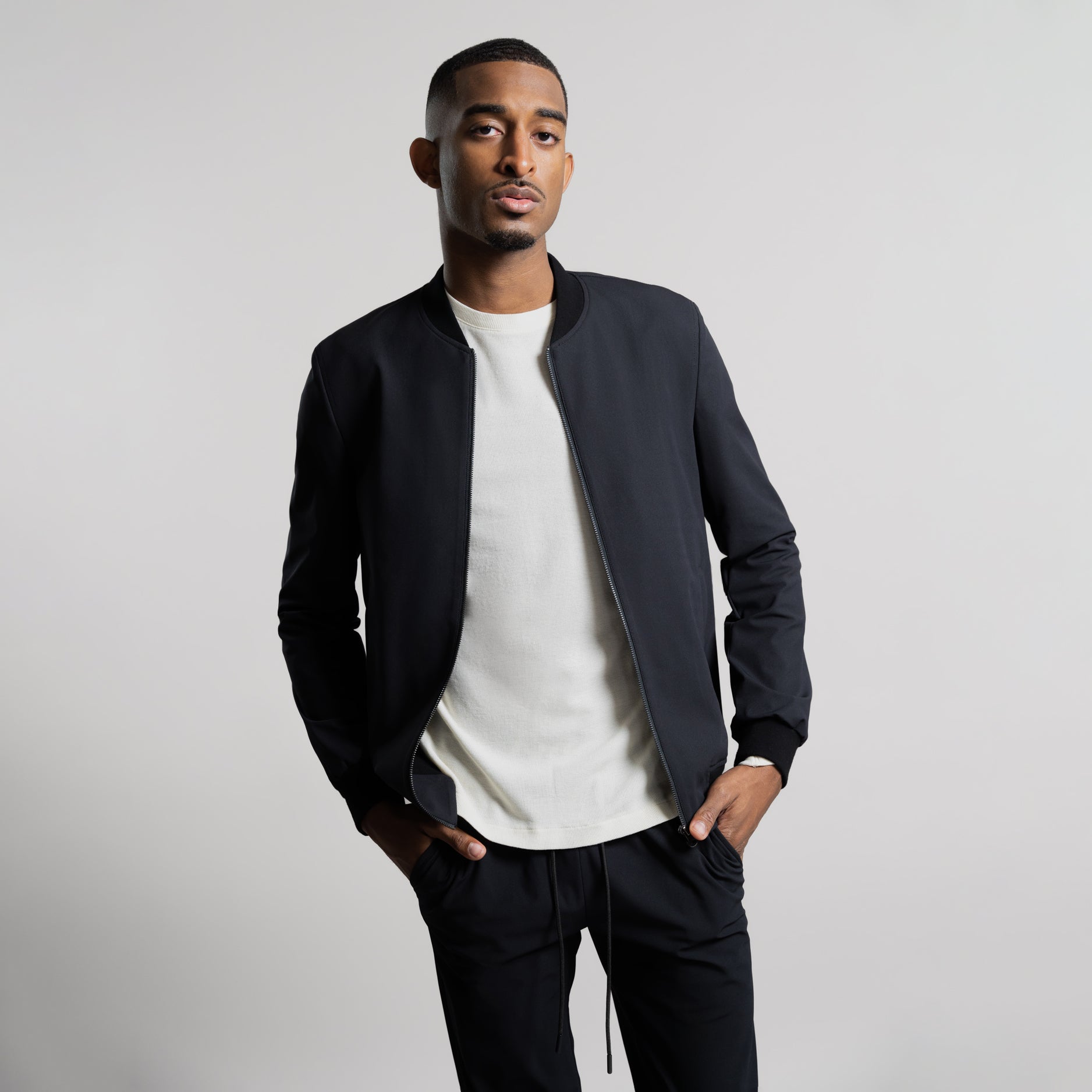 men's abomber jacket model Ky in Charcoal