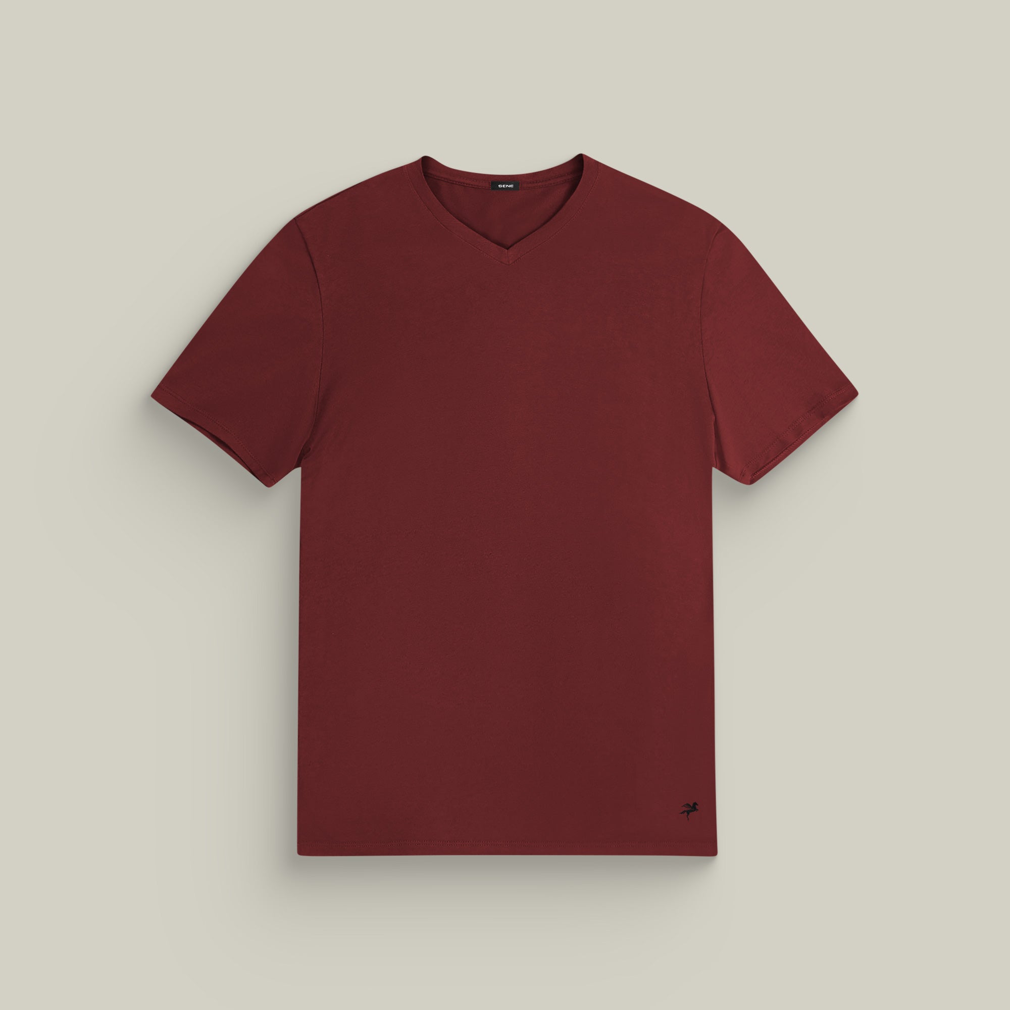 Cloud V-Neck T-Shirt model John in Maroon