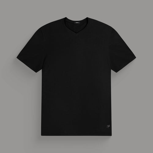 custom v-neck t-shirt los angeles model John in Black