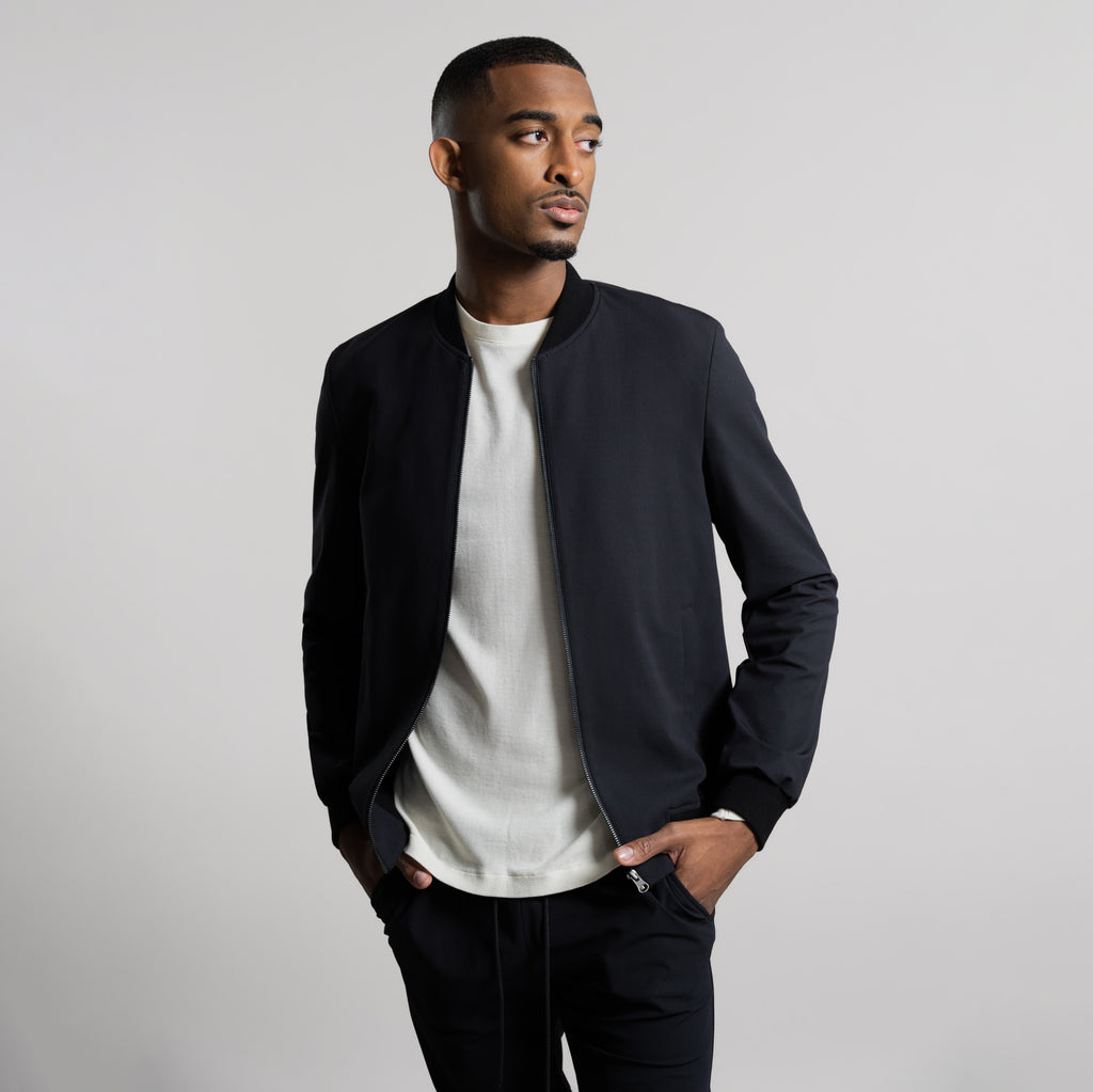 men's abomber jacket model Ky in Charcoal