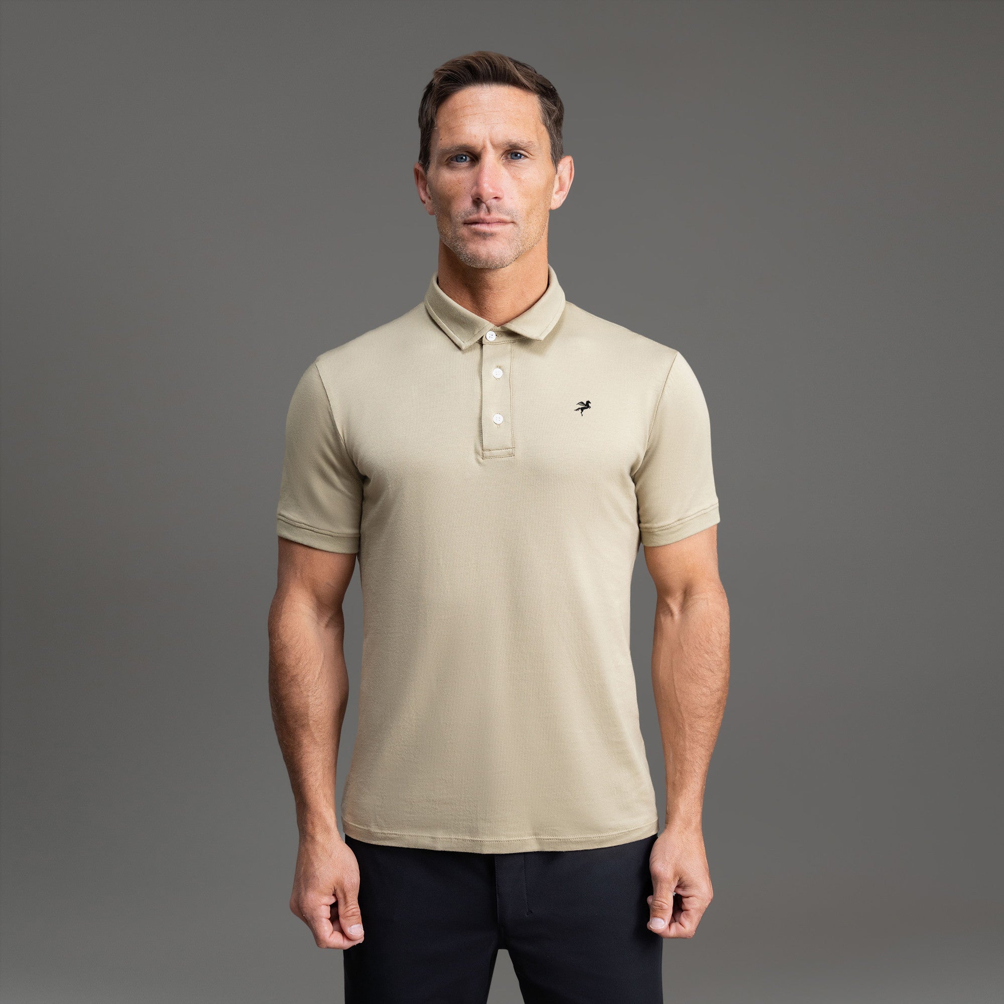 Tags:(6'0" - 180 lbs|Medium) custom t-shirt tee model Tyler in Sand