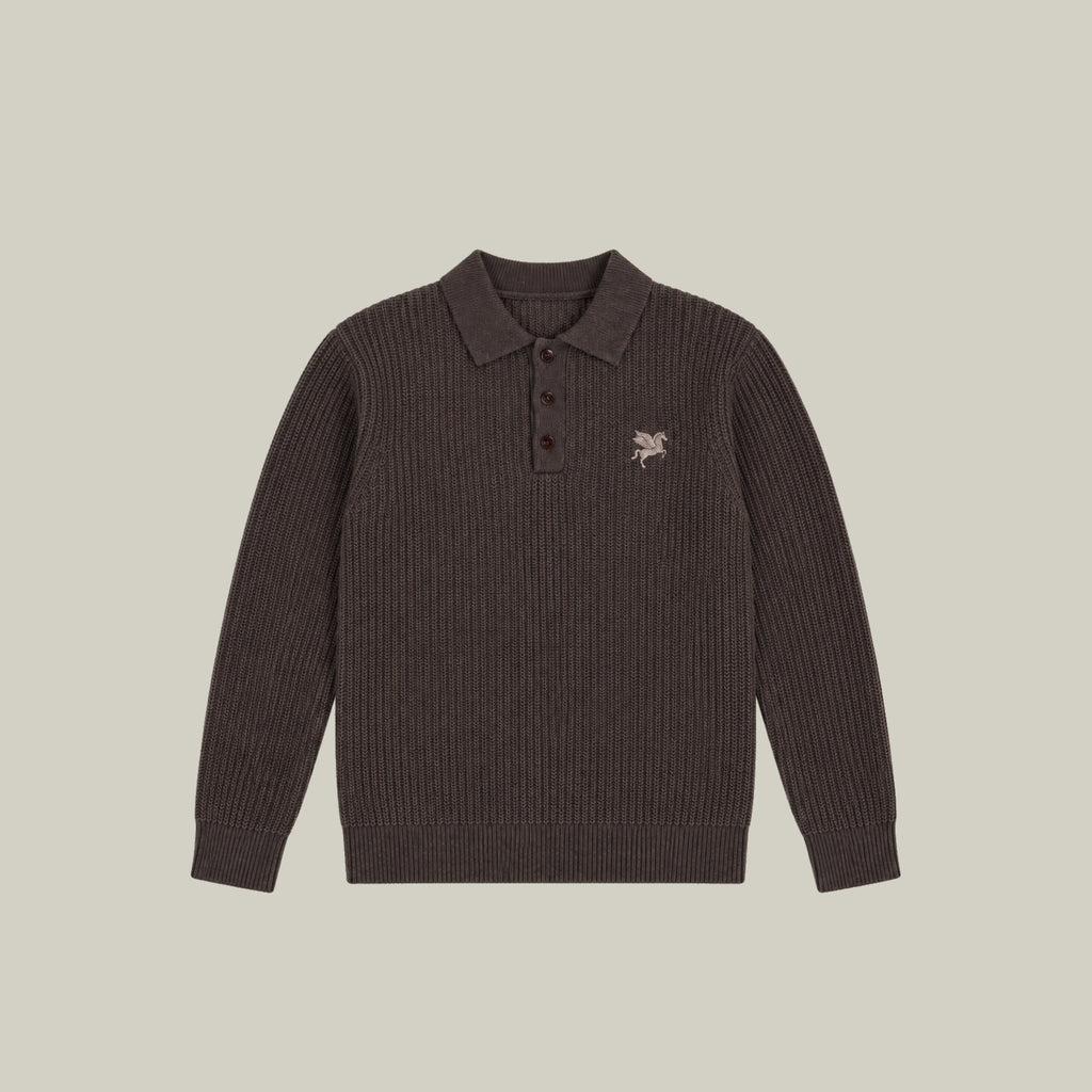 Knit Rugby Polo model Tyler in Fieldstone