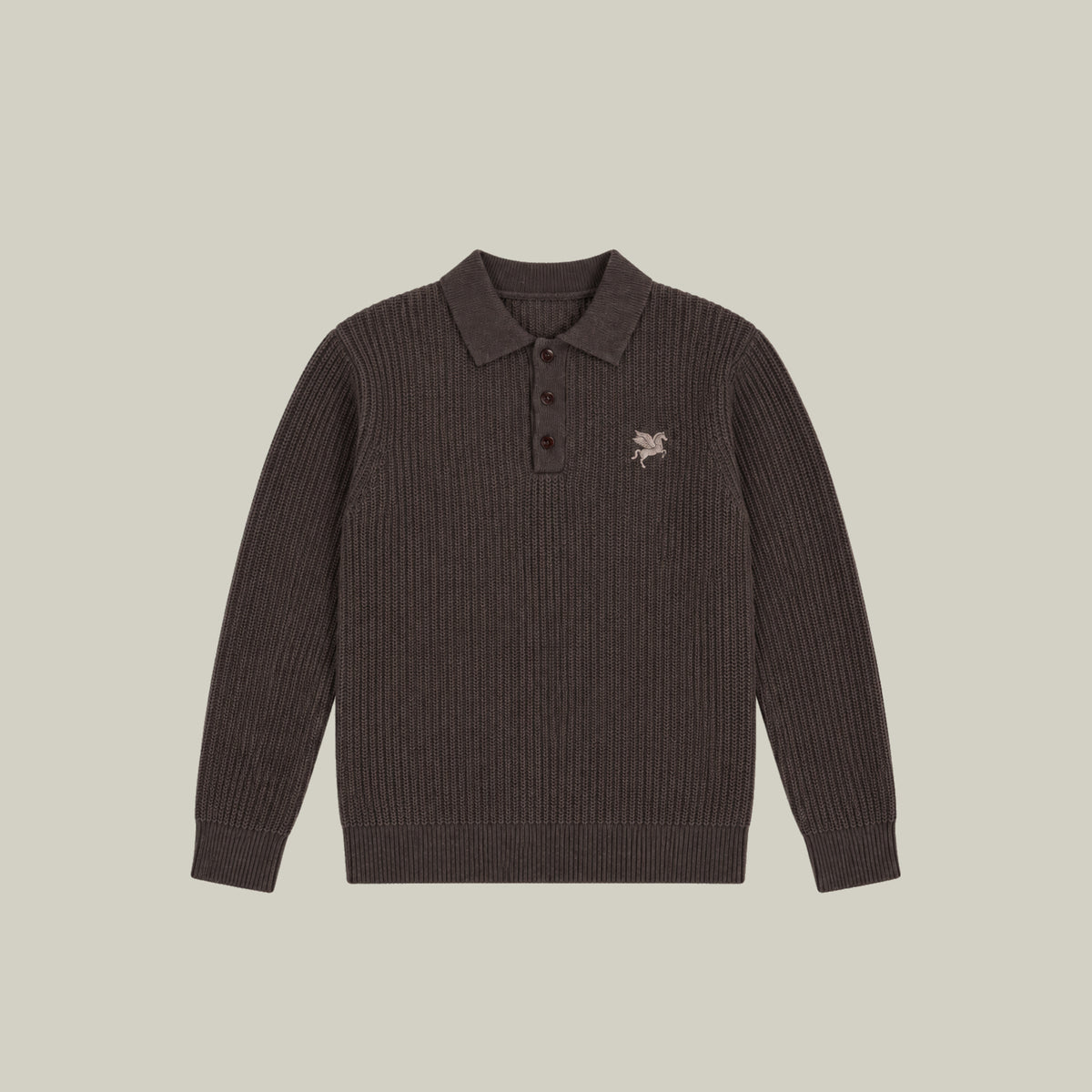 Knit Rugby Polo model Tyler in Fieldstone