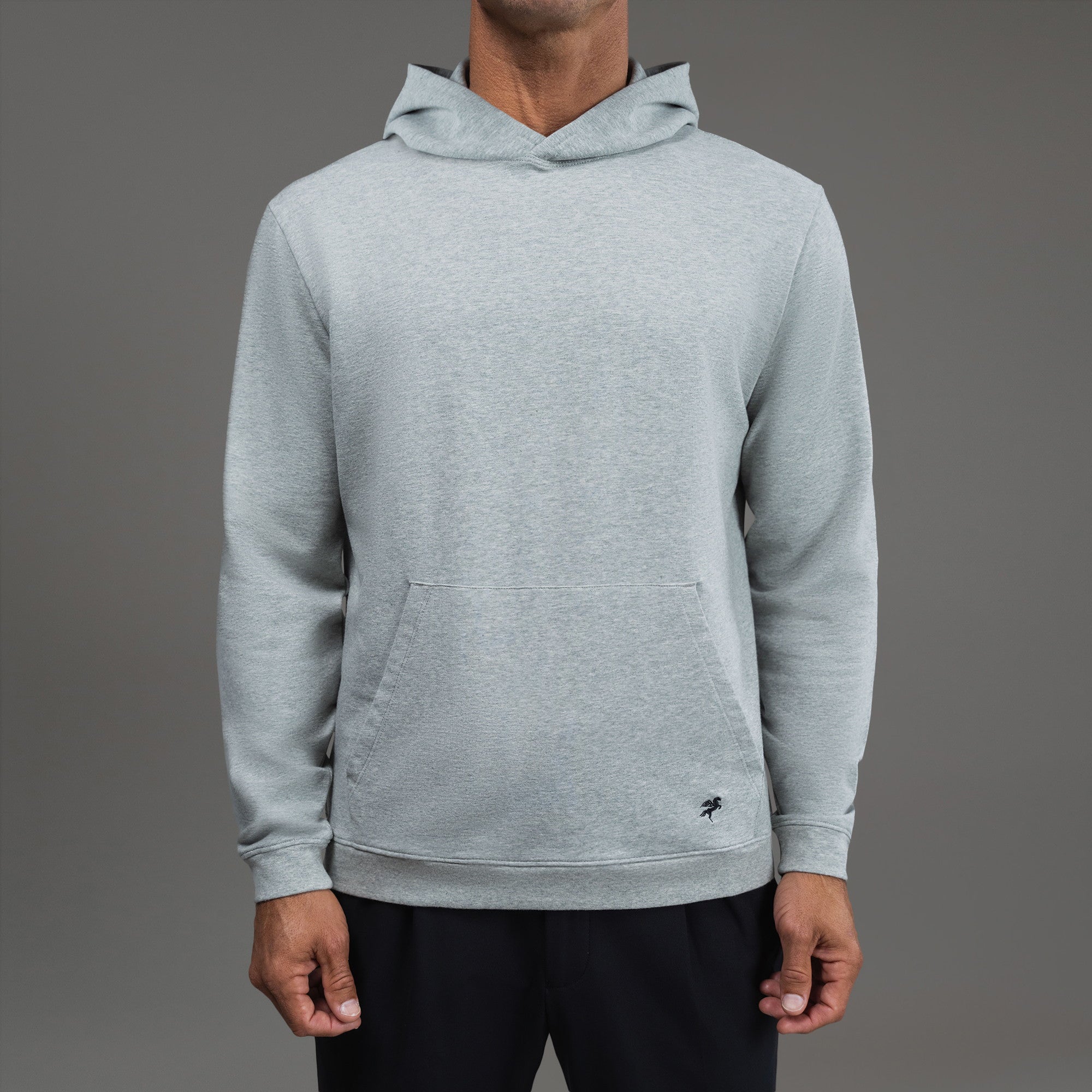 Tags:(6'0" - 180 lbs|Medium) custom hoodie model Tyler in Heather Gray