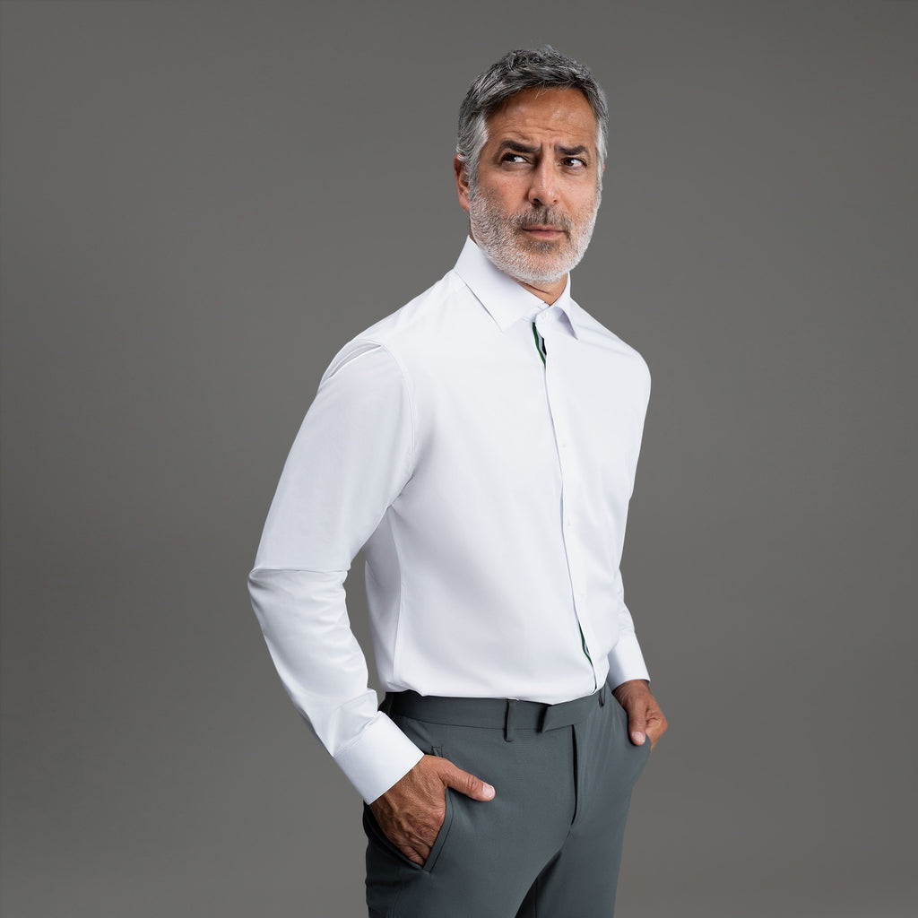 Custom Bespoke Tailored Spread Shirt model Guillermo in White