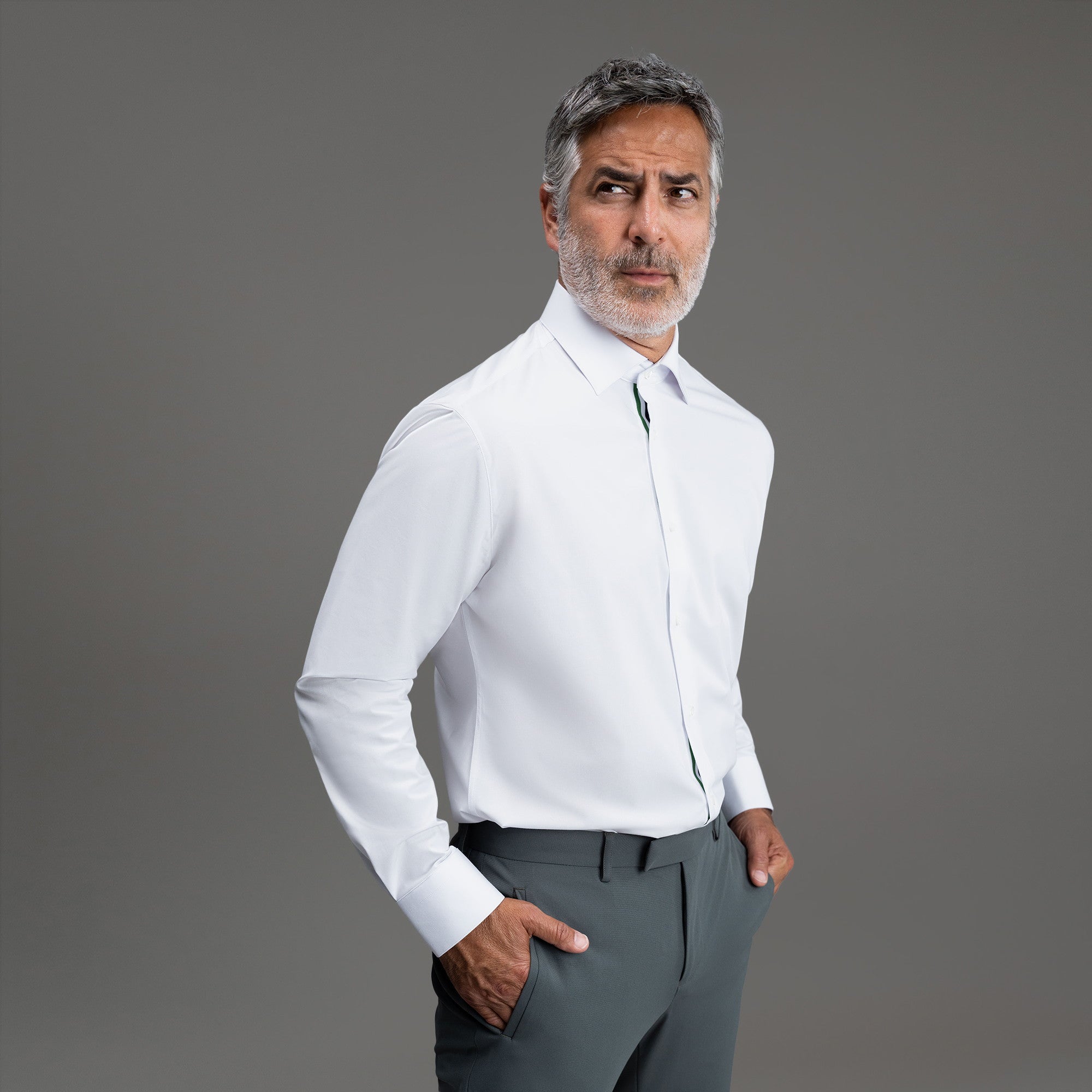 Custom Bespoke Tailored Spread Shirt model Guillermo in White