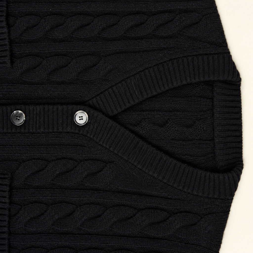 Cable Knit Wool Cardigan model Matteo in Black