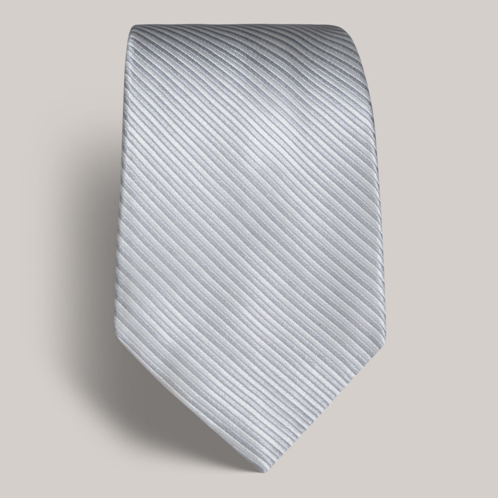 mens custom silk tie model Tyler in Silver